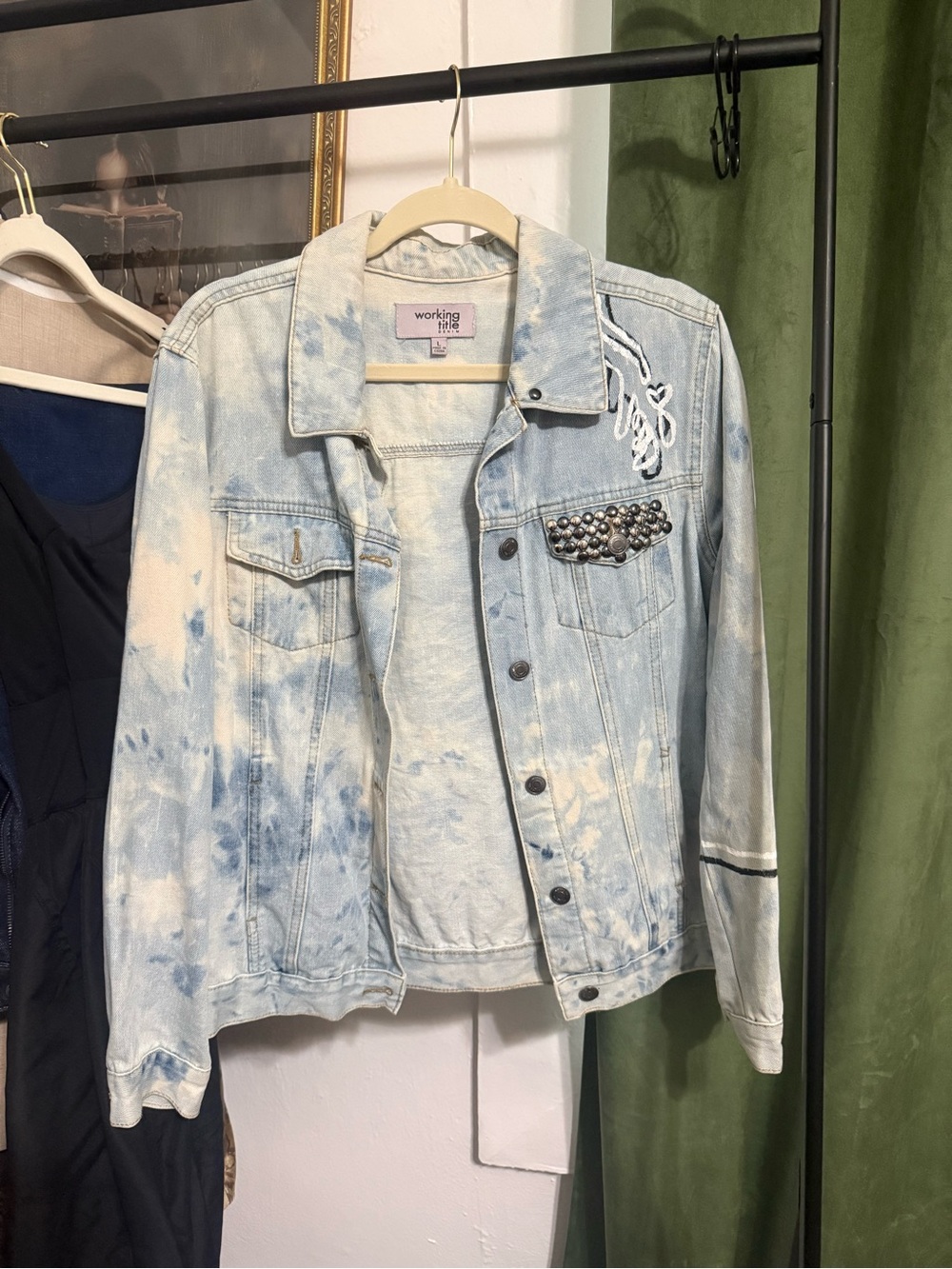Handmade. One of a kind. Light Wash Tie-Dye Denim Jacket - Light Blue